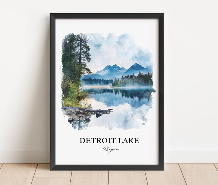 Detroit Lake, Oregon, USA – Watercolor Art Print