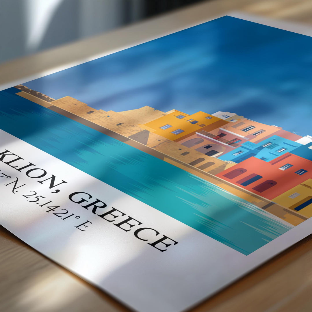 Heraklion Art, Heraklion Greece Retro Travel Art, Greece Home Decor, Greece Gift, Heraklion Travel Art, Travel Prints, Housewarming Gift