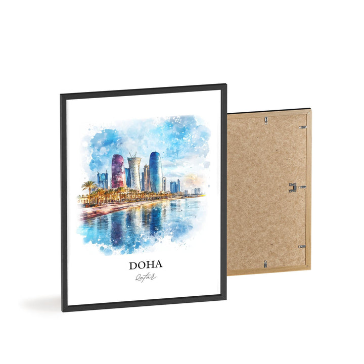 Doha Qatar Wall Art, Qatar Print, Doha Watercolor Art, Doha Qatar Gift, Travel Print, Travel Poster, Housewarming Gift