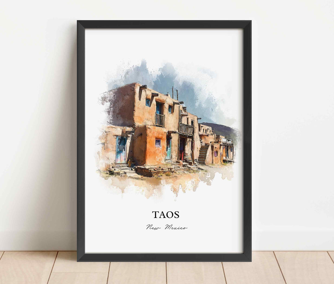 Taos, New Mexico – Watercolor Art Print