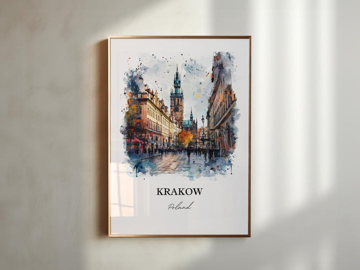 Krakow Wall Art, Krakow Print, Krakow Poland Watercolor, Krakow Gift, Travel Print, Travel Poster, Housewarming Gift