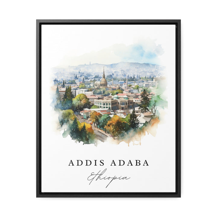 Addis Ababa watercolor travel art - Ethiopia, Addis Ababa poster, Wedding gift, Birthday present, Custom Text, Personalized Gift