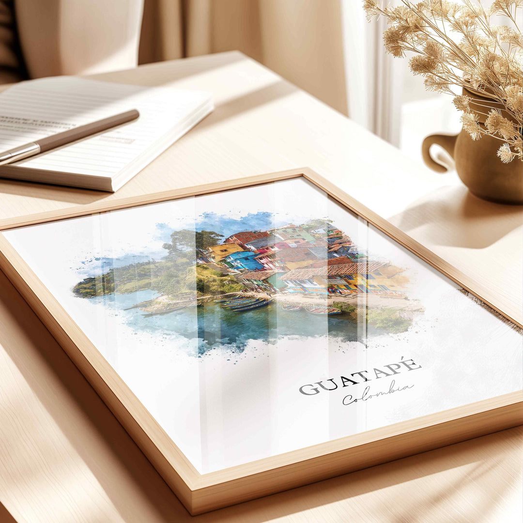 Guatapé, Colombia – Watercolor Art Print