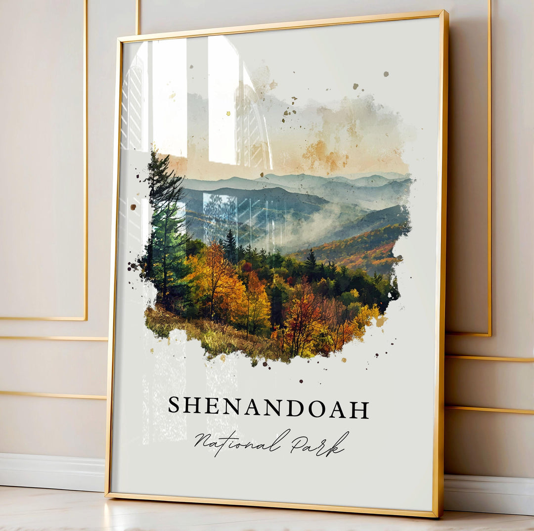 Shenandoah Wall Art, Shenandoah Natl Park Print, WV Watercolor Art, Shenandoah Valley Gift,