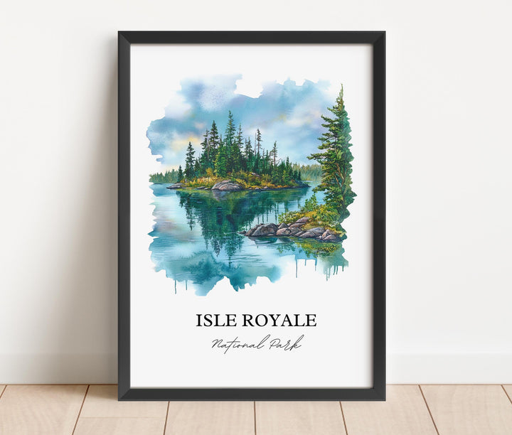 Isle Royale National Park Wall Art, Isle Royale Print, Michigan Watercolor, Thunder Bay Gift, Travel Print, Travel Poster, Housewarming Gift