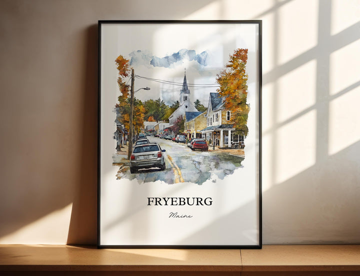 Fryeburg Maine Wall Art, Oxford County ME Print, Maine Watercolor Art, Fryeburg Gift, Travel Print, Travel Poster, Housewarming Gift