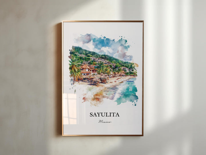 Sayulita Wall Art, Sayulita Mexico Print, Mexico Watercolor Art, Puerto Vallarta Gift, Travel Print, Travel Poster, Housewarming Gift