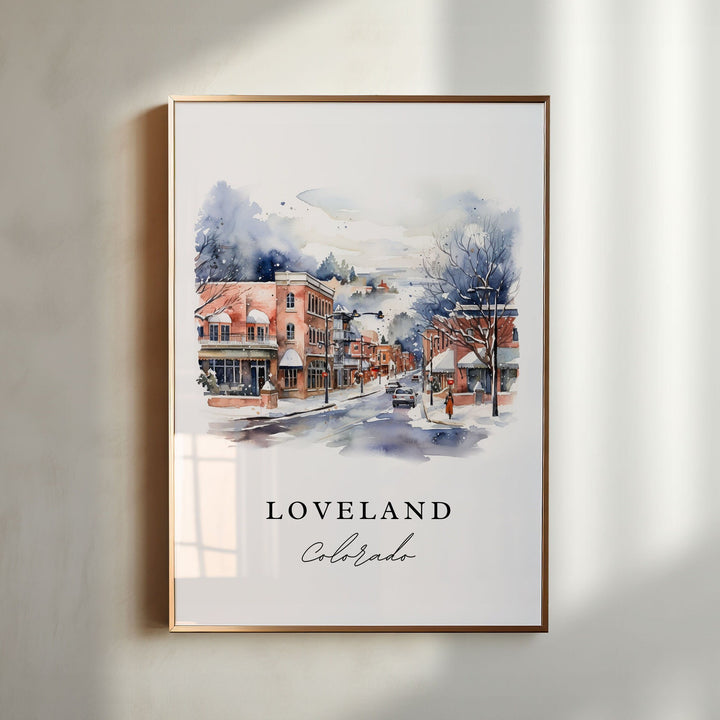 Loveland CO wall art - Colorado, Loveland poster print, Loveland Colorado Wedding gift, Birthday present, Custom Text, Perfect Gift