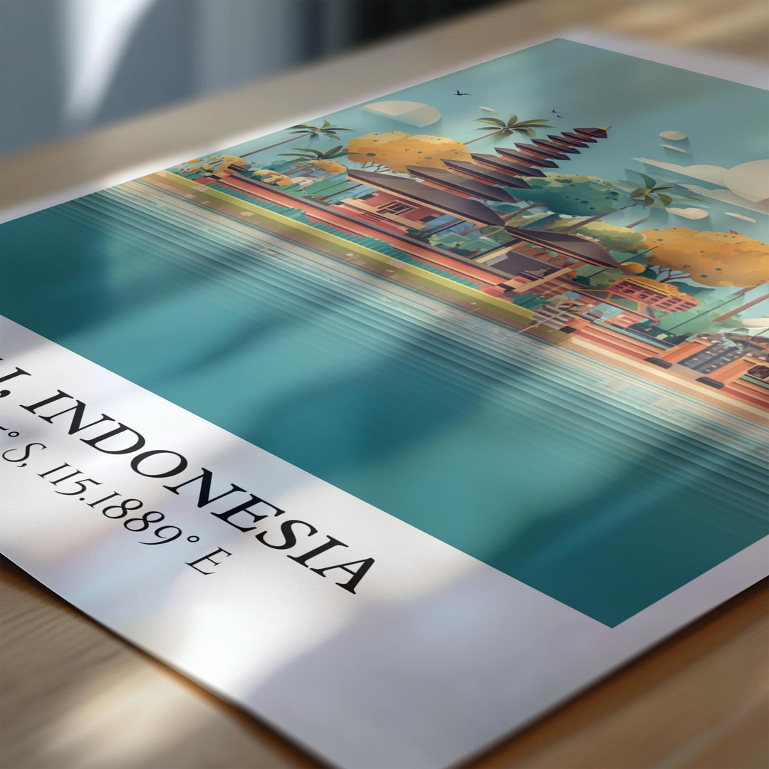 Bali Indonesia Art, Bali Retro Travel Art, Bali Indonesia Home Decor, Bali Gift, Indonesia Travel Art, Travel Prints, Housewarming Gift