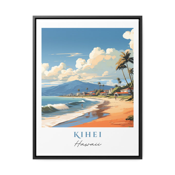 Kihei traditional travel art - Hawaii, Kihei poster, Wedding gift, Birthday present, Custom Text, Personalised Gift