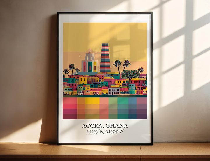 Accra Ghana Art, Accra Retro Travel Art, Accra Ghana Home Decor, Ghana Gift, Ghana Travel Art, Travel Prints, Housewarming Gift