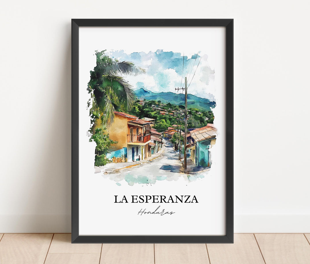 La Esperanza Wall Art, Intibucá Print, Honduras Watercolor Art, La Esperanza Gift, Travel Print, Travel Poster, Housewarming Gift