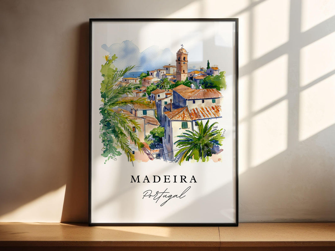 Madeira traditional travel art - Portugal, Madeira print, Wedding gift, Birthday present, Custom Text, Perfect Gift