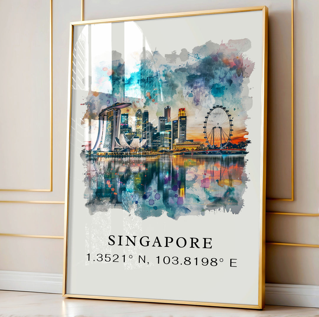 Singapore Coordinates Art Print, Singapore Print, Asia Wall Art, Singapore Gift, Travel Print, Travel Poster, Travel Gift, Housewarming Gift