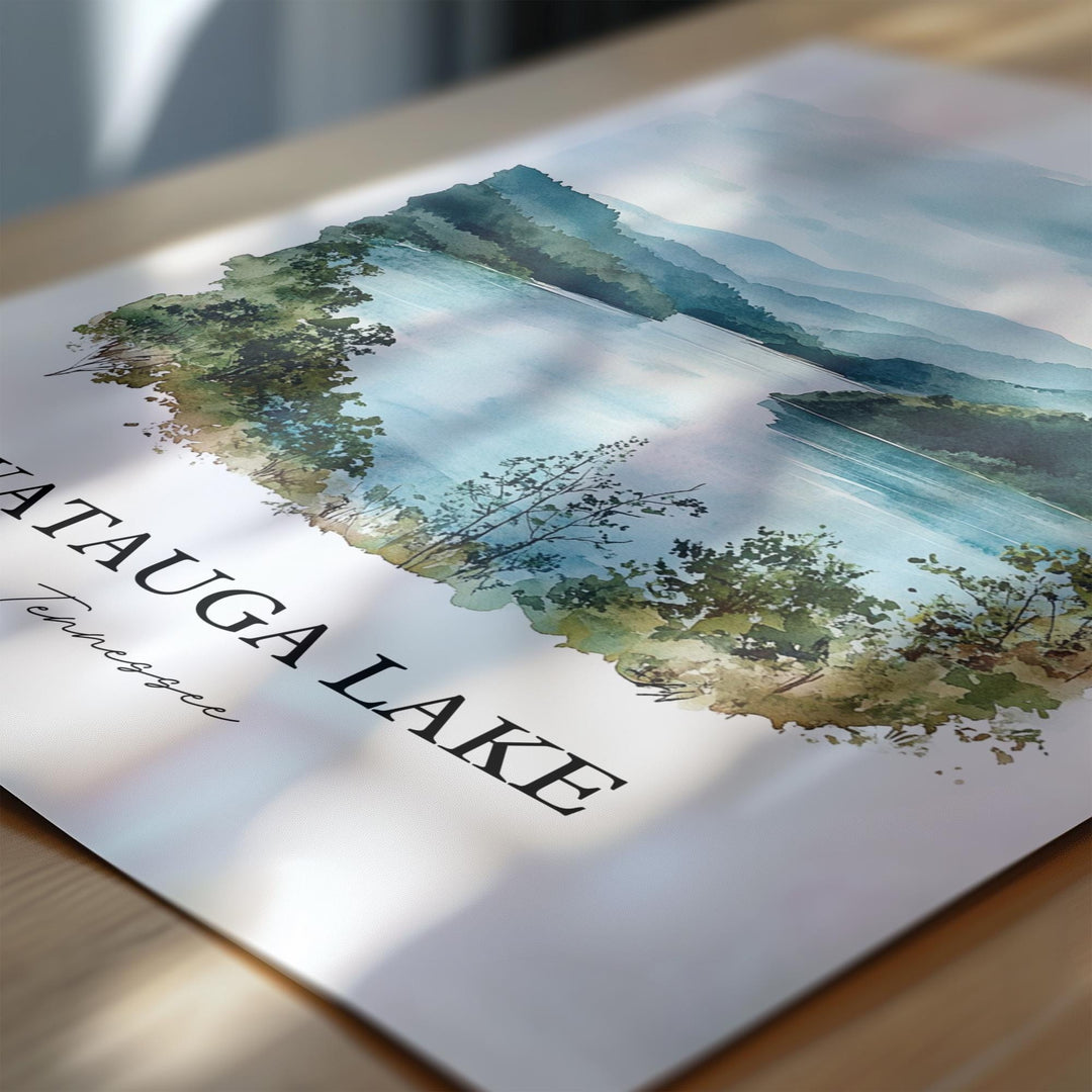 Watauga Lake Wall Art, Elizabethton TN Print, Tennessee Watercolor Art, Watauga Lake TN Gift, Travel Print, Travel Poster, Housewarming Gift