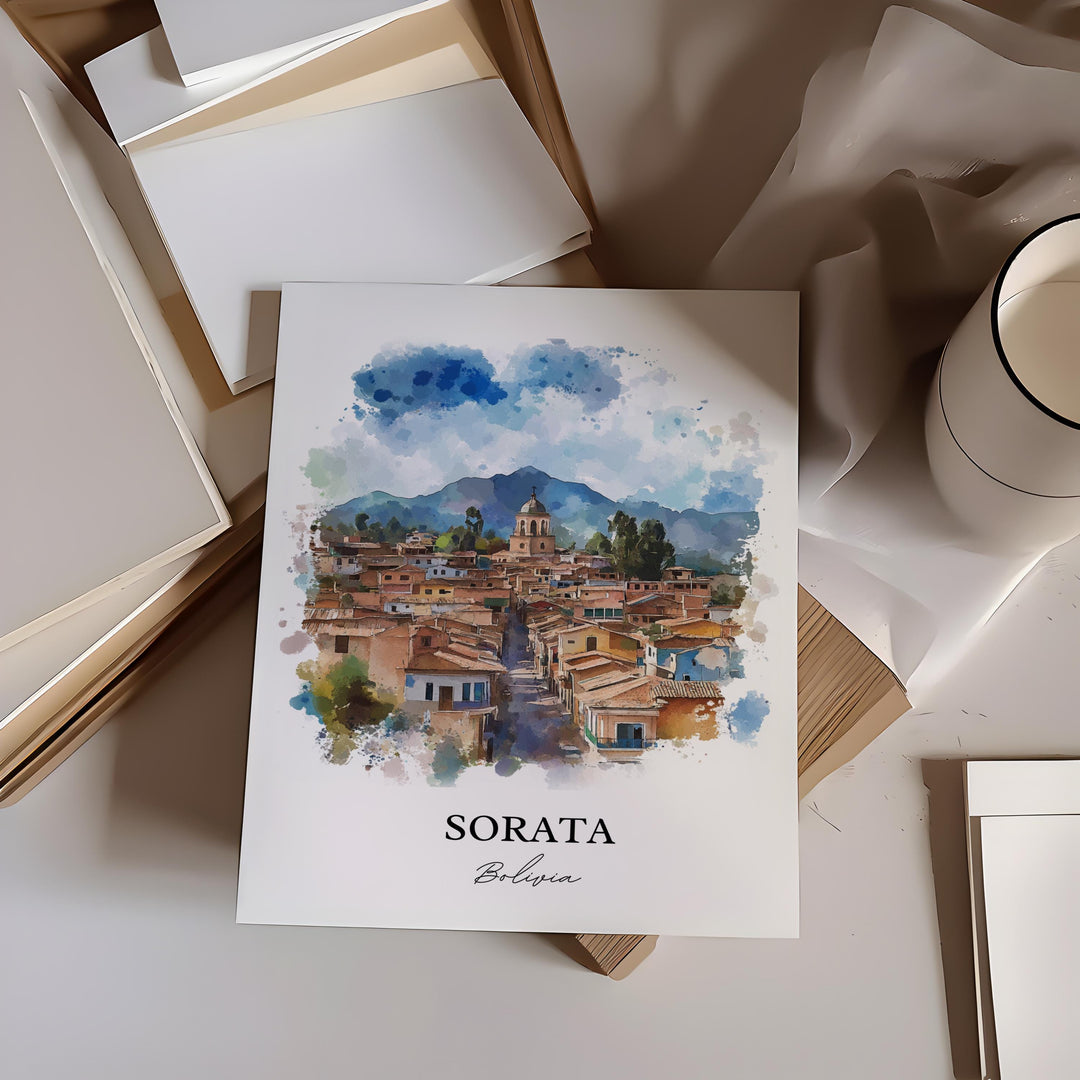 Sorata, Bolivia – Watercolor Art Print