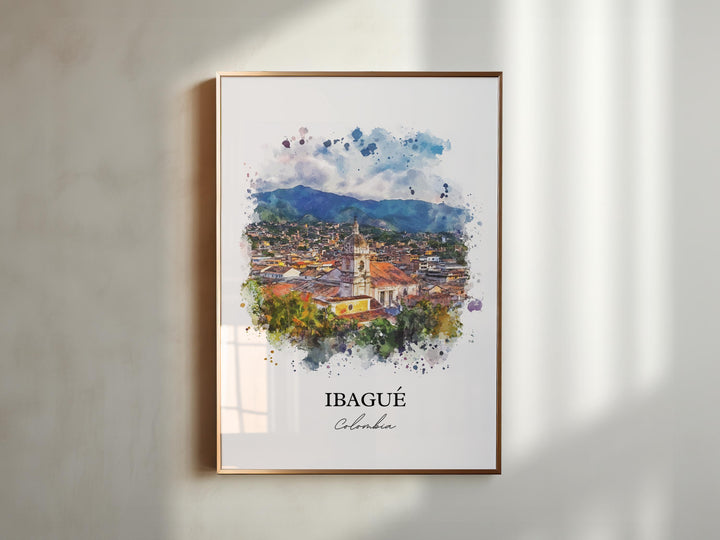 Ibagué Wall Art, Colombia Print, Colombia Watercolor Art, Ibagué Colombia Gift, Travel Print, Travel Poster, Housewarming Gift