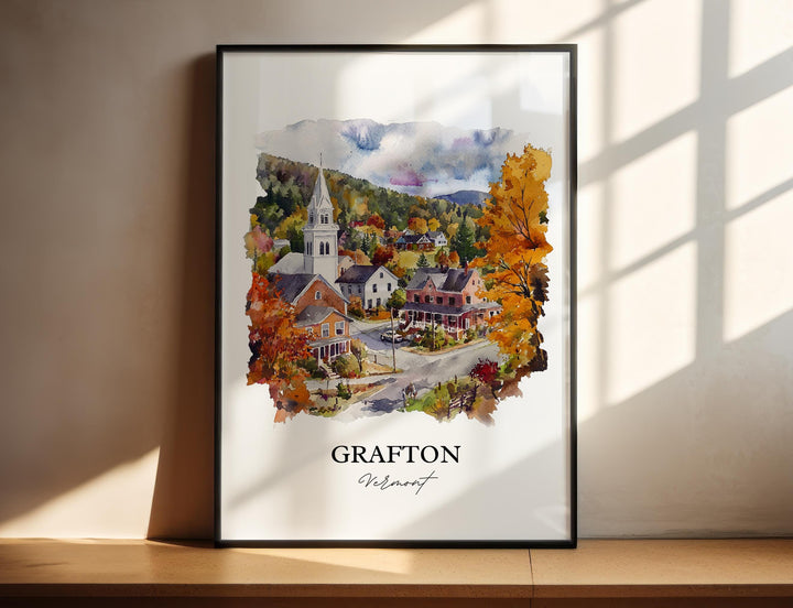 Grafton VT Wall Art, Windham County Print, Vermont Watercolor Art, Grafton Vermont Gift, Travel Print, Travel Poster, Housewarming Gift
