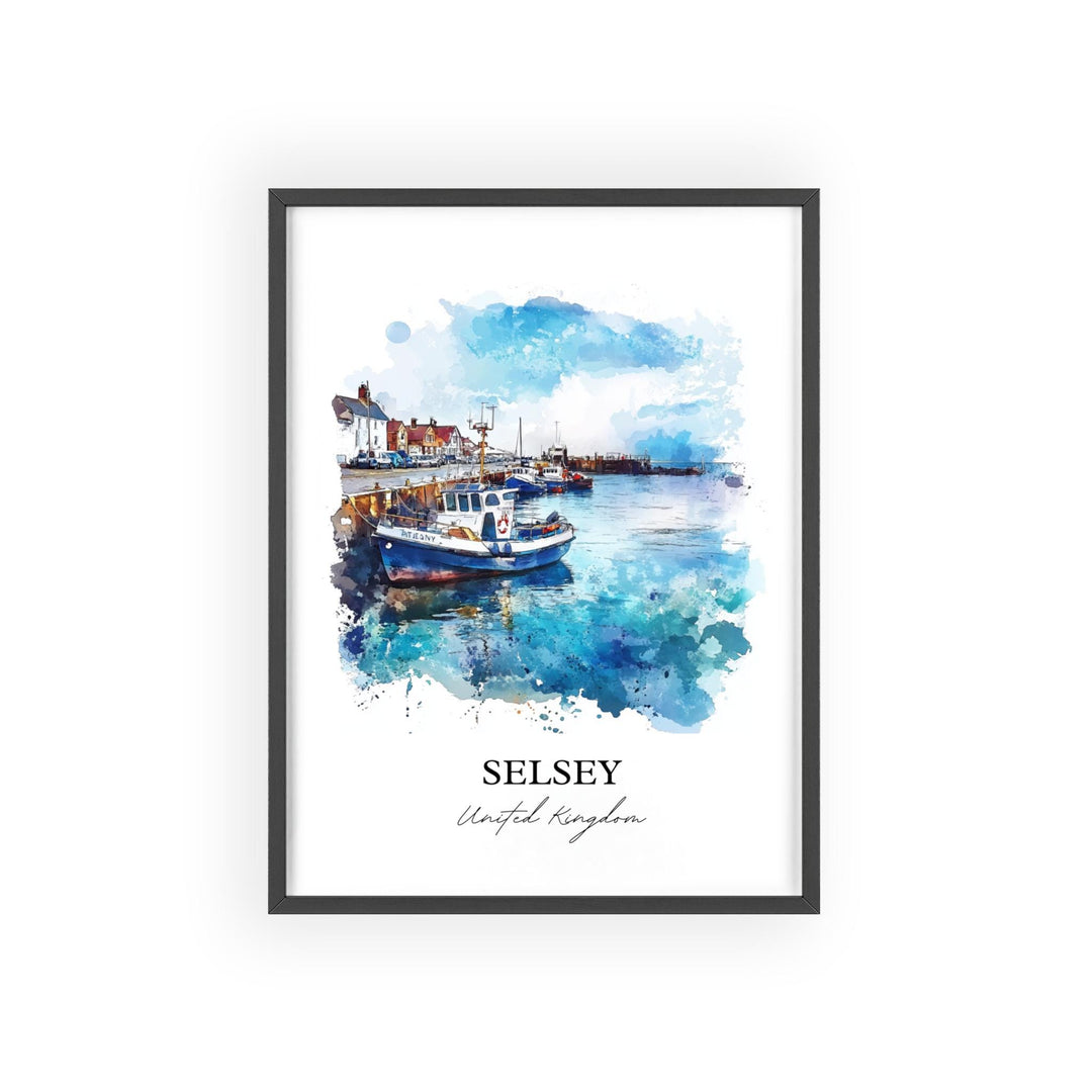 Selsey England Wall Art, Chichester Print, West Sussex UK Watercolor Art, Selsey Gift, Travel Print, Travel Poster, Housewarming Gift