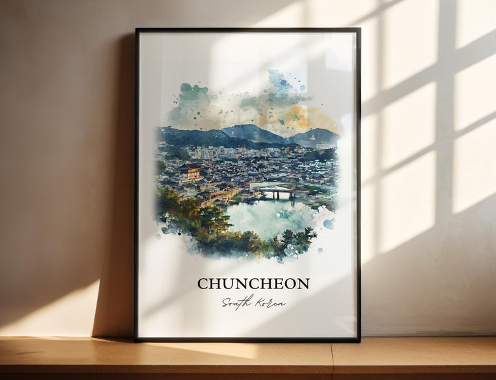 Chuncheon Wall Art, Gangwon Province Print, South Korea Watercolor Art, Chuncheon Gift, Travel Print, Travel Poster, Housewarming Gift