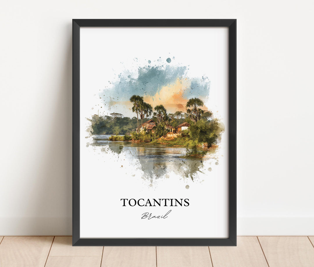Tocantins Brazil Wall Art, Tocantins Brazil Print, Brazil Watercolor Art, Brazil Gift, Brazil Travel Print, Travel Poster, Housewarming Gift