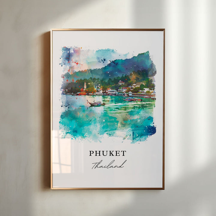 Phuket Thailand Wall Art, Phuket Print, Phuket Watercolor Art, Phuket Thailand Gift,