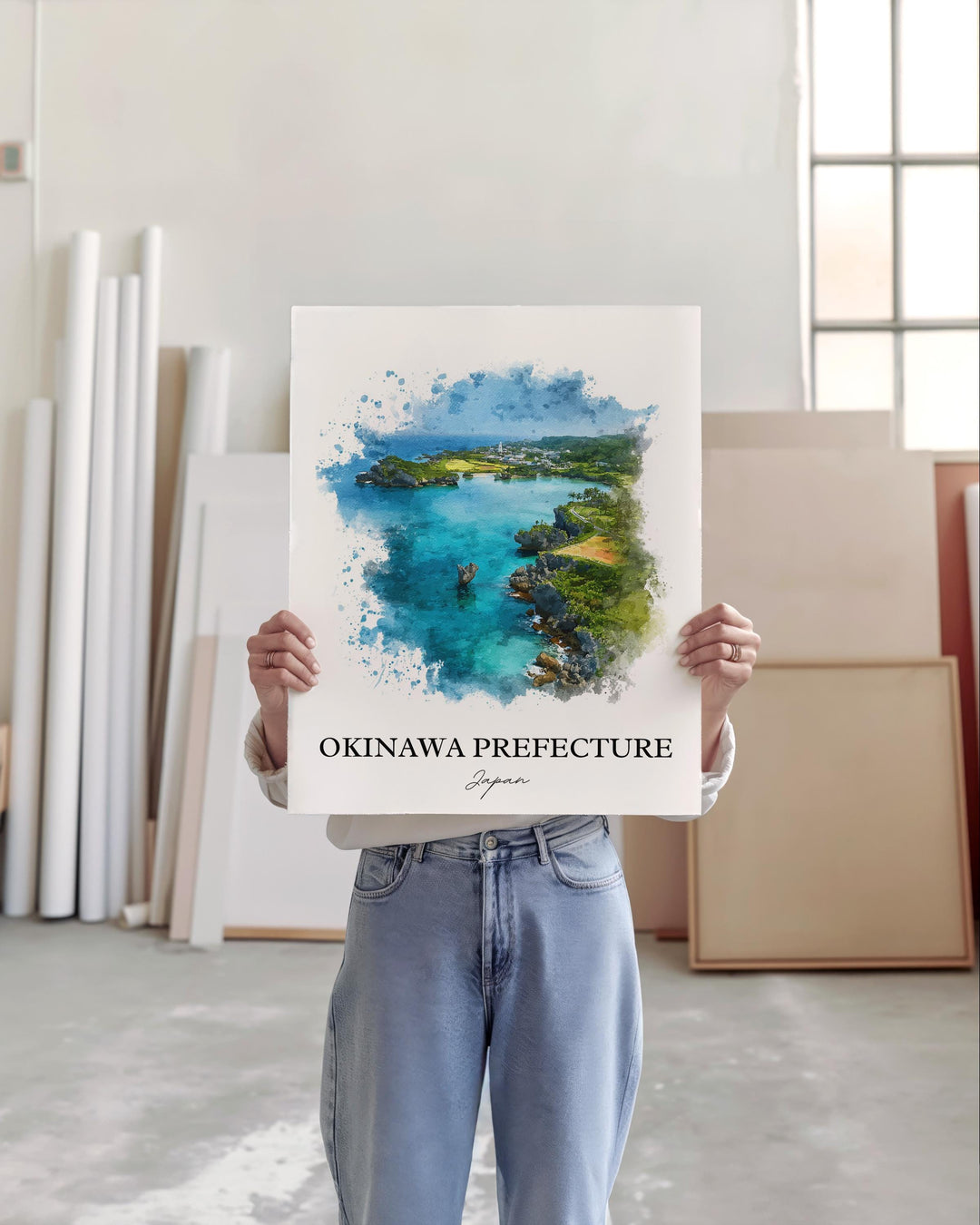 Okinawa Wall Art, Okinawa Print, Okinawa Watercolor Art, Okinawa Japan Gift, Japan Travel Print, Travel Poster, Housewarming Gift
