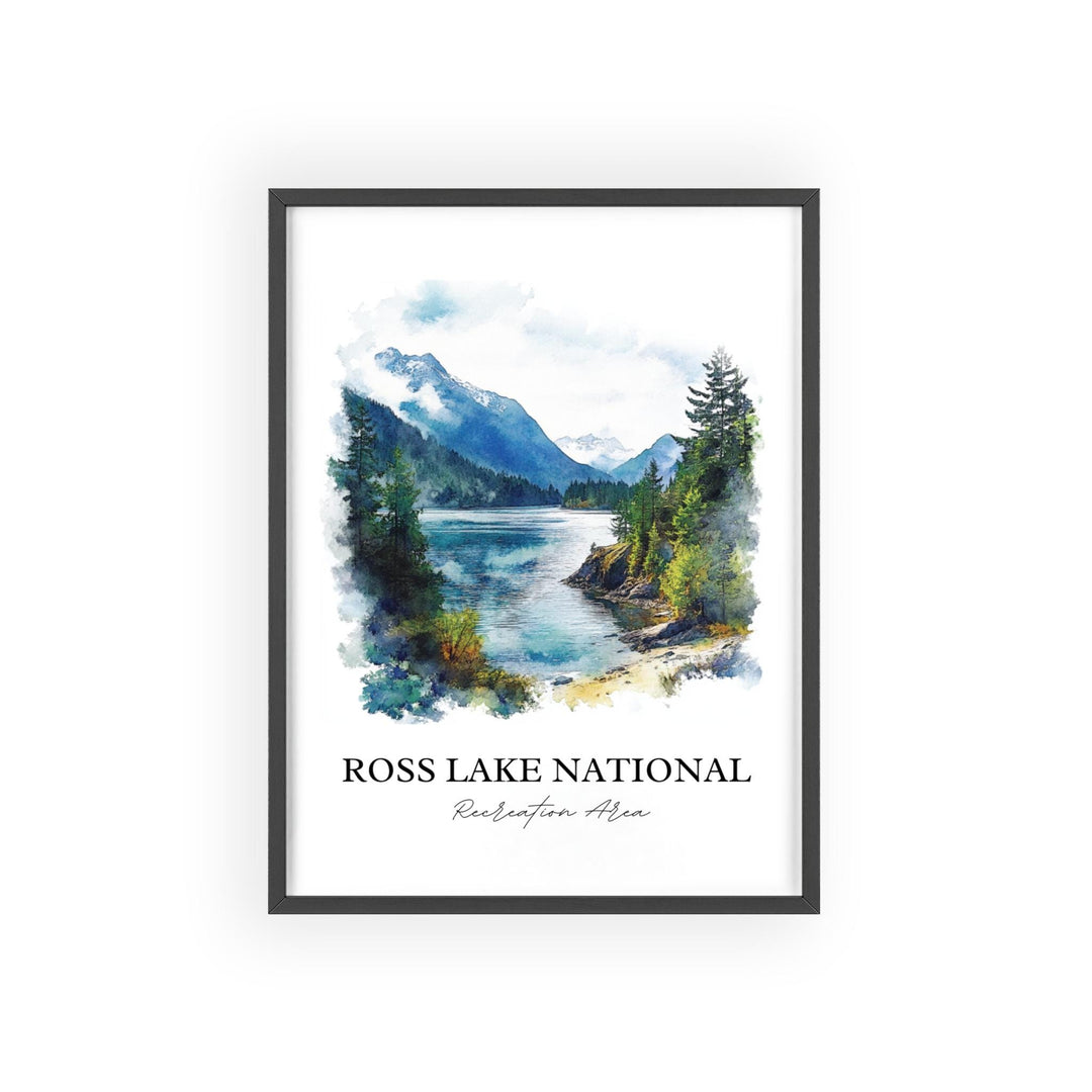 Ross Lake WA Wall Art, North Cascade Print, Washington State Watercolor Art, Ross Lake Gift, Travel Print, Travel Poster, Housewarming Gift