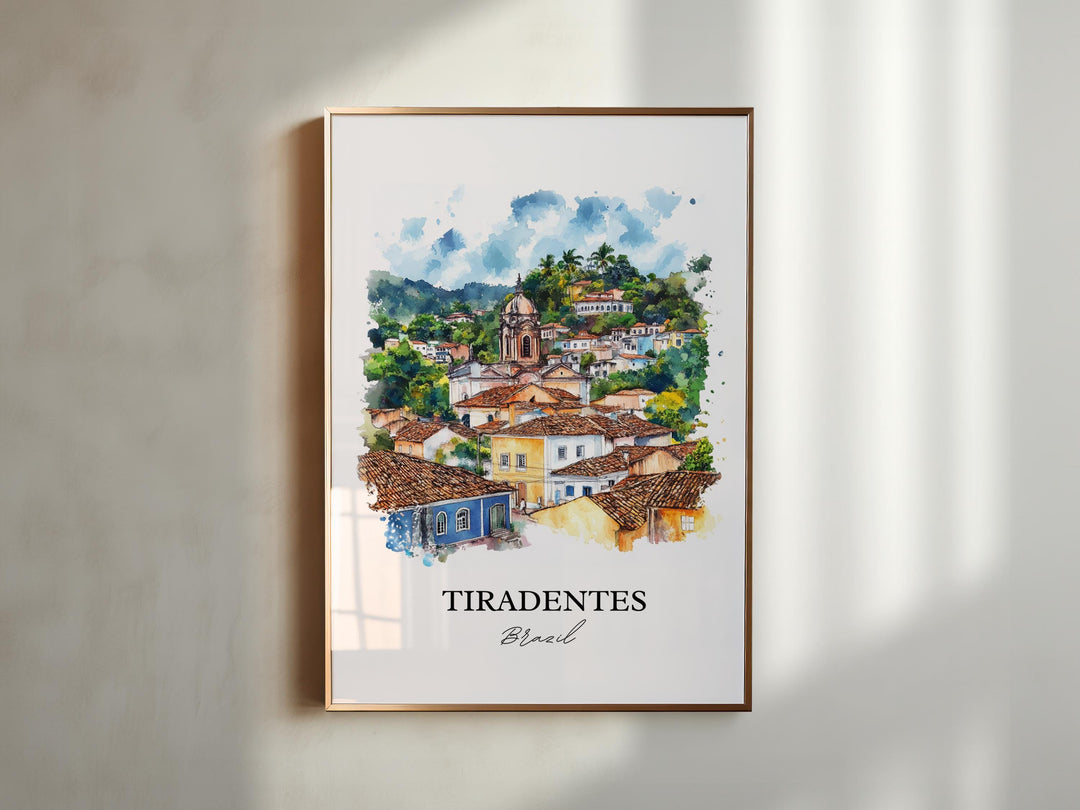Tiradentes Wall Art, Brazil Print, Brazil Watercolor Art, Tiradentes Village Gift, Travel Print, Travel Poster, Housewarming Gift