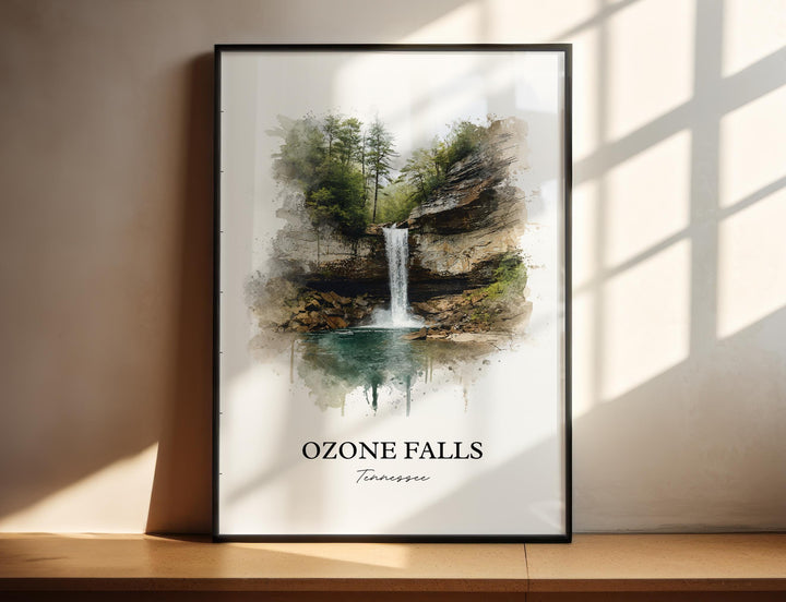 Ozone Falls Wall Art, Ozone Falls Print, Tennessee Watercolor Art, Ozone Falls TN Gift, Travel Print, Travel Poster, Housewarming Gift