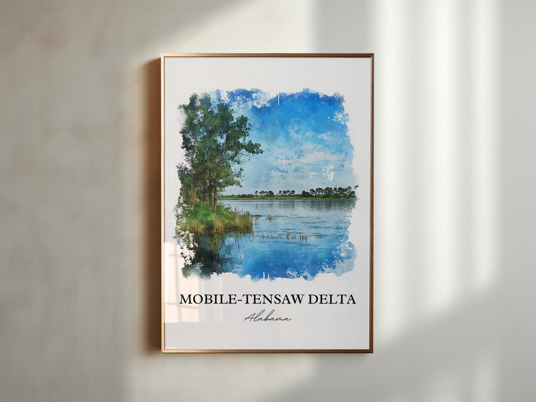 Mobile-Tensaw Delta Art, Alabama Print, Alabama Watercolor Art, Mobile-Tensaw Delta Gift, Travel Print, Travel Poster, Housewarming Gift