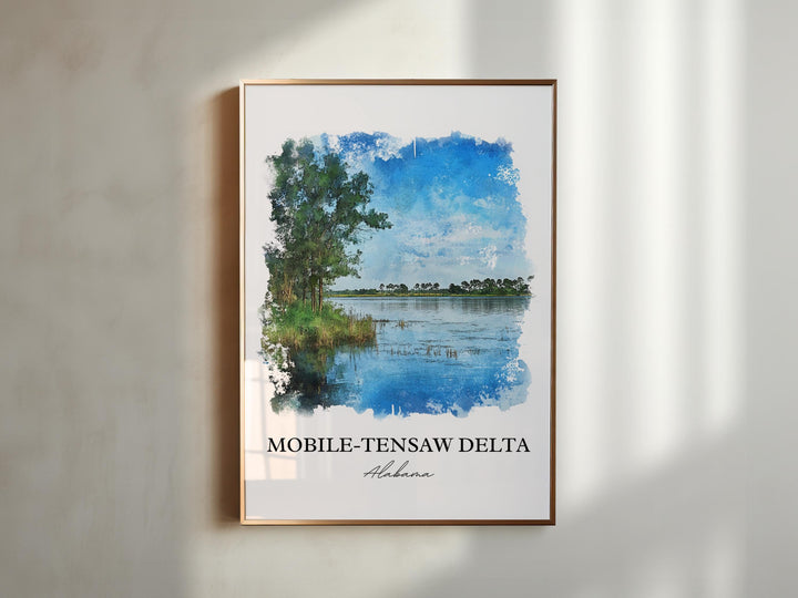 Mobile-Tensaw Delta Art, Alabama Print, Alabama Watercolor Art, Mobile-Tensaw Delta Gift, Travel Print, Travel Poster, Housewarming Gift