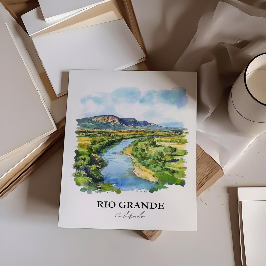 Rio Grande CO Wall Art, Colorado Print, Rio Grande Watercolor Art, Rio Grande Gift, Travel Print, Travel Poster, Housewarming Gift