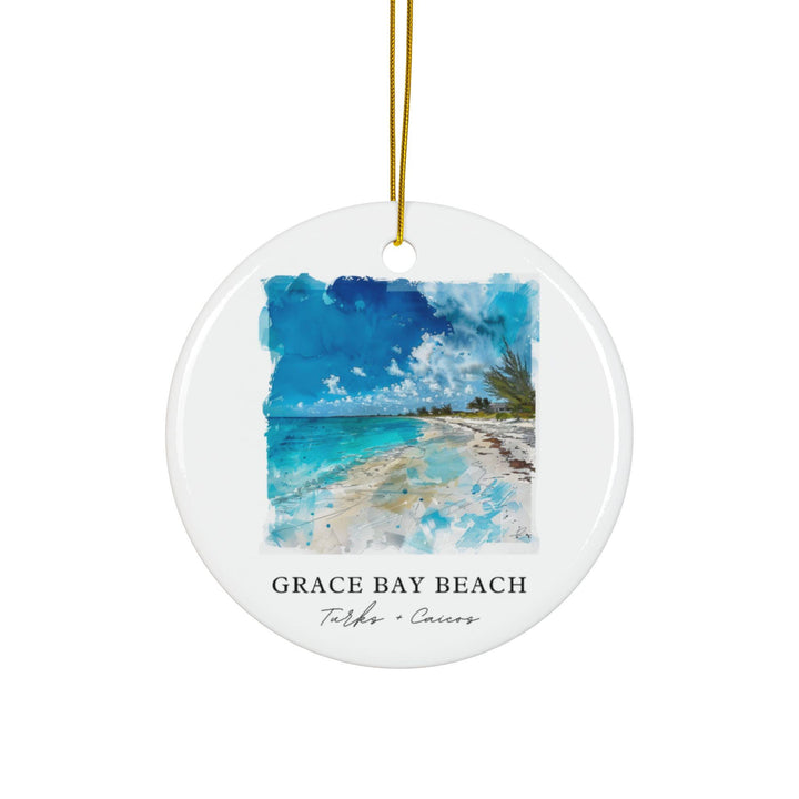 Grace Bay Beach Ornament: Unique Turks and Caicos Souvenir, Turks & Caicos Xmas Decor, and Authentic Grace Bay Gift