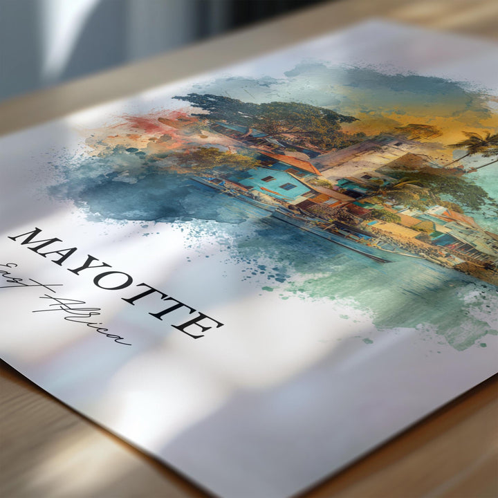 Mayotte Wall Art, Mayotte Print, Mayotte Watercolor Art, East Africa Gift, Travel Print, Travel Poster, Housewarming Gift