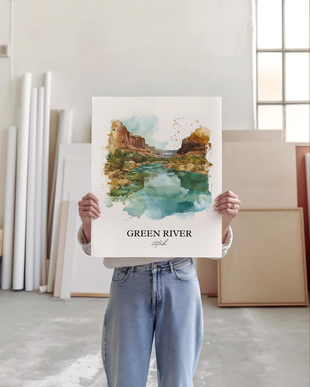 Green River Wall Art, Emery County Print, Utah Watercolor Art, Green River UT Gift, Travel Print, Travel Poster, Housewarming Gift