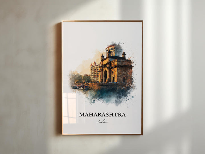 Maharashtra Wall Art, Maharashtra Print, India Watercolor Art, Maharashtra Gift, Maharashtra Travel Print, Travel Poster, Housewarming Gift