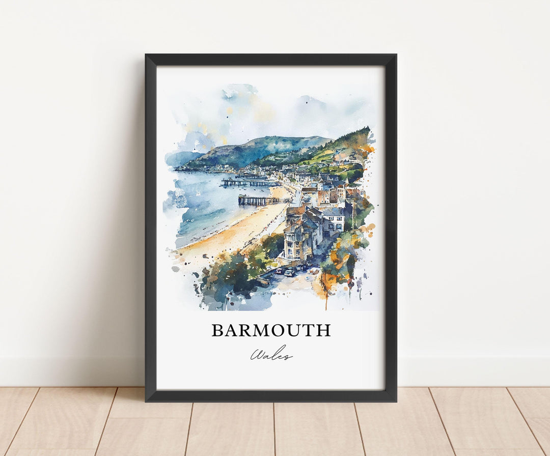 Barmouth Wales Wall Art, Gwynedd UK Print, Wales Watercolor Art, Barmouth Wales Gift, Travel Print, Travel Poster, Housewarming Gift