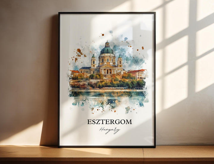 Esztergom Wall Art, Budapest Print, Hungary Watercolor Art, Esztergom Hungary Gift, Travel Print, Travel Poster, Housewarming Gift