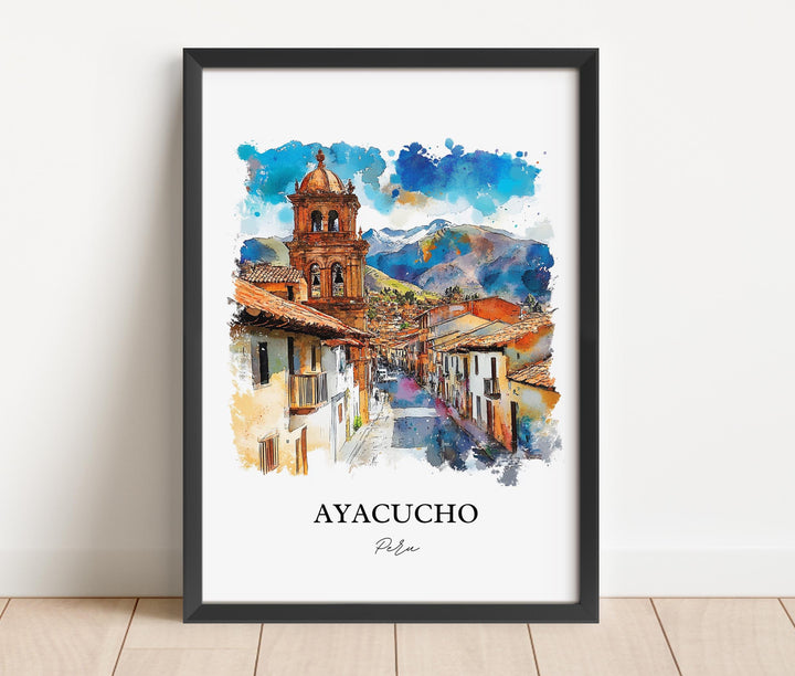 Ayacucho Wall Art, Ayacucho Print, Peru Watercolor Art, Ayacucho Peru Gift, Travel Print, Travel Poster, Housewarming Gift