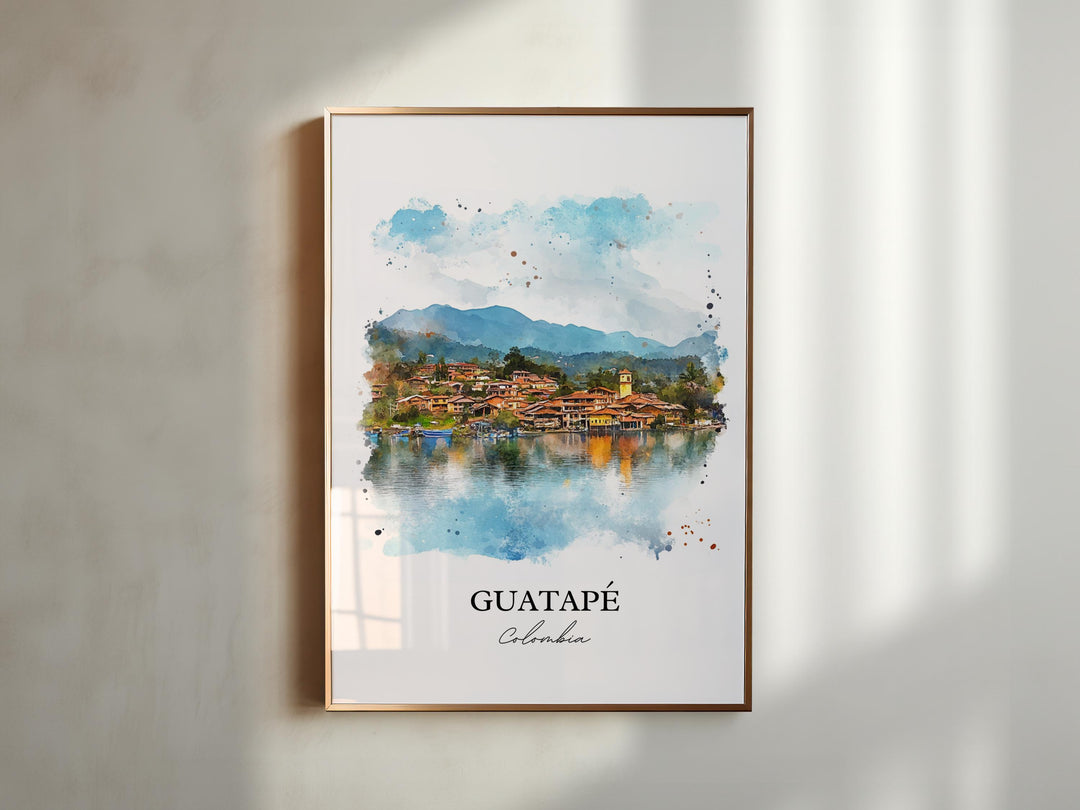 Guatapé Wall Art, Guatapé Print, Colombia Watercolor Art, Guatapé Colombia Gift, Travel Print, Travel Poster, Housewarming Gift