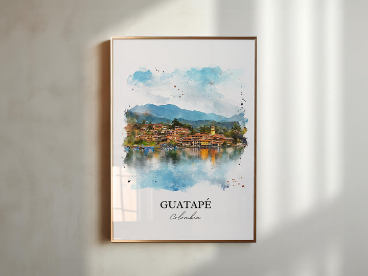 Guatapé Wall Art, Guatapé Print, Colombia Watercolor Art, Guatapé Colombia Gift, Travel Print, Travel Poster, Housewarming Gift