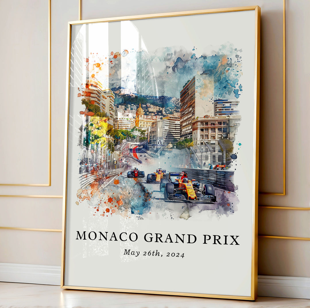 Monaco Grand Prix Wall Art, Monaco F1 Print, Monaco Grand Prix Watercolor, Monaco F1 Gift,