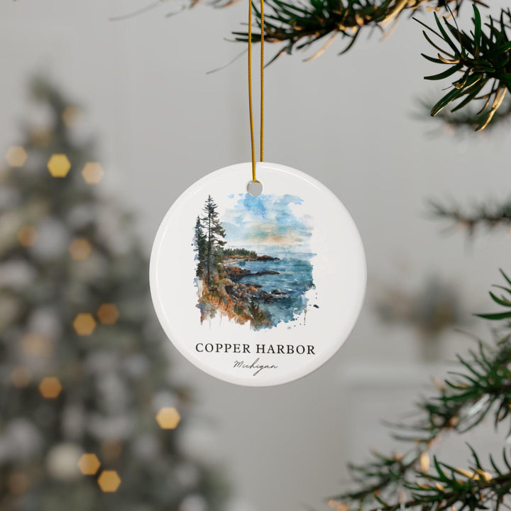 Copper Harbor MI Ornament: Unique Michigan Souvenir, Copper Harbor Xmas Decor, and Authentic Michigan Gift