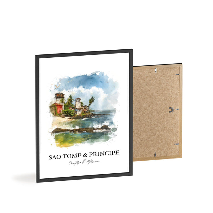 Sao Tome and Principe Art, São Tomé Print, Africa Watercolor Art, Sao Tome and Principe Gift, Travel Print, Travel Poster, Housewarming Gift
