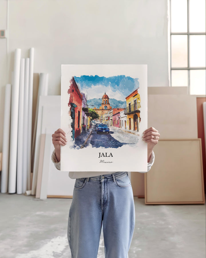 Jala Mexico Wall Art, Nayarit MX Print, Mexico Watercolor Art, Jala Mexico Gift, Travel Print, Travel Poster, Housewarming Gift