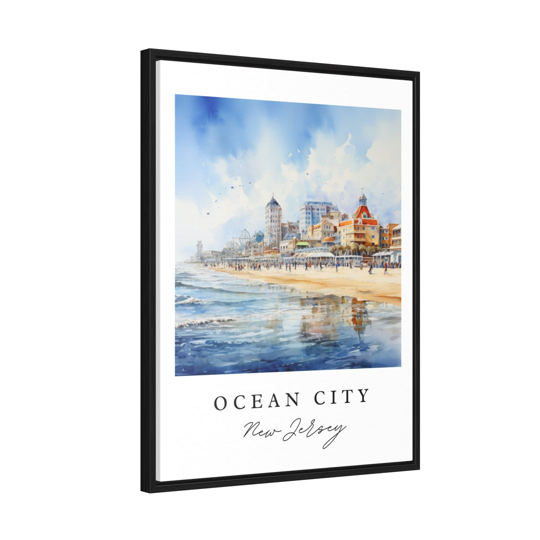 Ocean City traditional travel art - New Jersey, Ocean City poster, Wedding gift, Birthday present, Custom Text, Personalized Gift