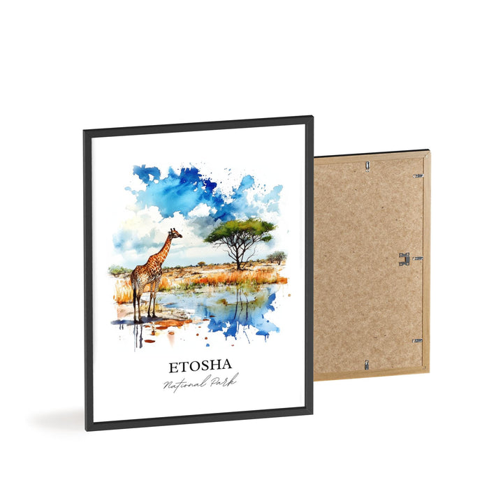 Etosha National Park Wall Art, Namibia Print, Namibia Watercolor Art, Etosha Park Gift, Travel Print, Travel Poster, Housewarming Gift