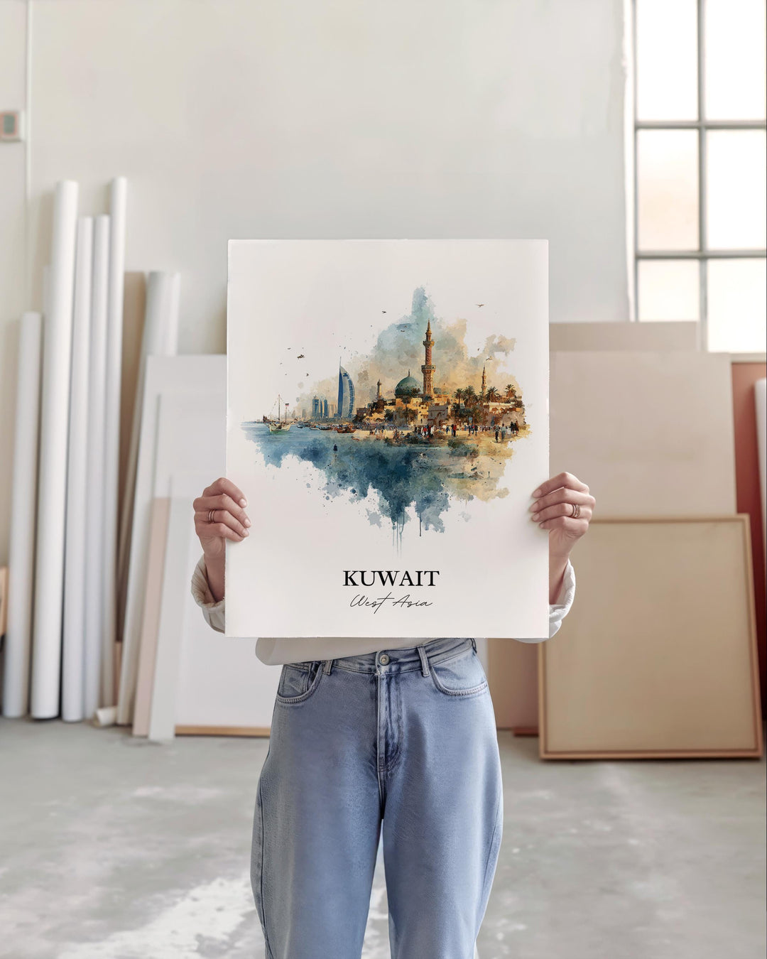 Kuwait Wall Art, Kuwait Print, Kuwait Watercolor Art, Kuwait Gift, Travel Print, Travel Poster, Housewarming Gift