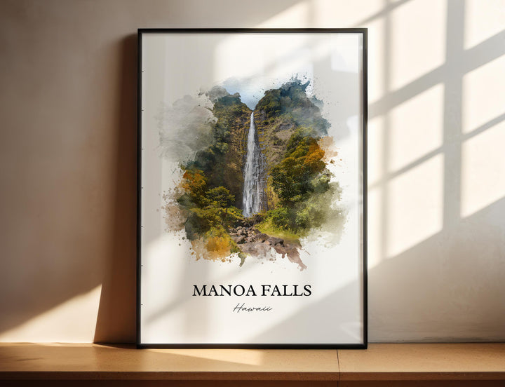 Manoa Falls Wall Art, Manoa Falls Print, Hawaii Watercolor Art, Manoa Falls Gift, Travel Print, Travel Poster, Housewarming Gift